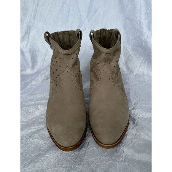 Size 8 Sam Edelman Reynolds Leather Ankle Booties Boots Tan Putty Color Western - Picture 4 of 9
